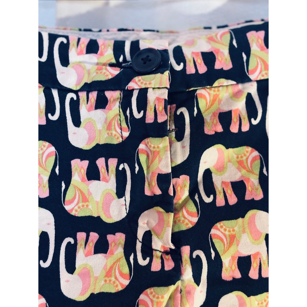 Crown & Ivy Womens Elephant Print Shorts Navy Pink Green Hippie Size 10 - Picture 3 of 7
